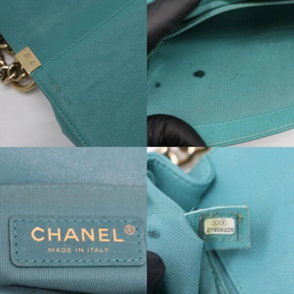 Chanel Caviar Chevron Quilted Medium Boy Flap Shoulder Bag - Turquoise - Picture 14 of 15